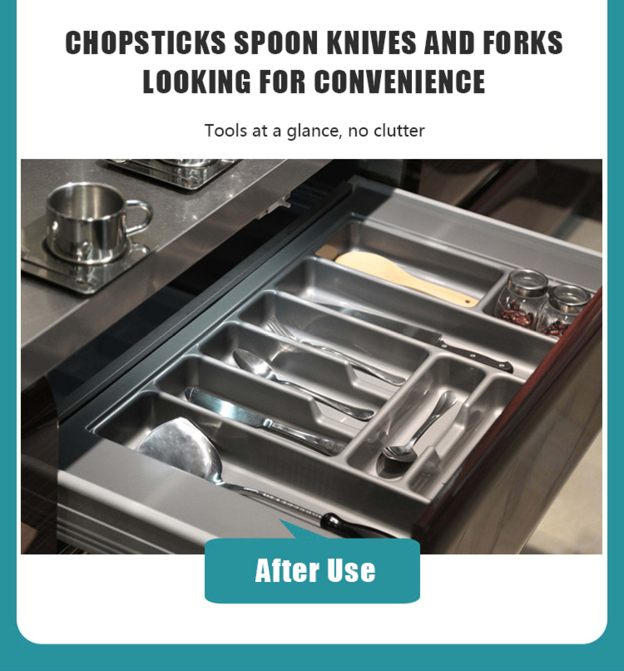 Silverware Drawer Organizer Cutlery Spoon and Fork Organizer Rack ...