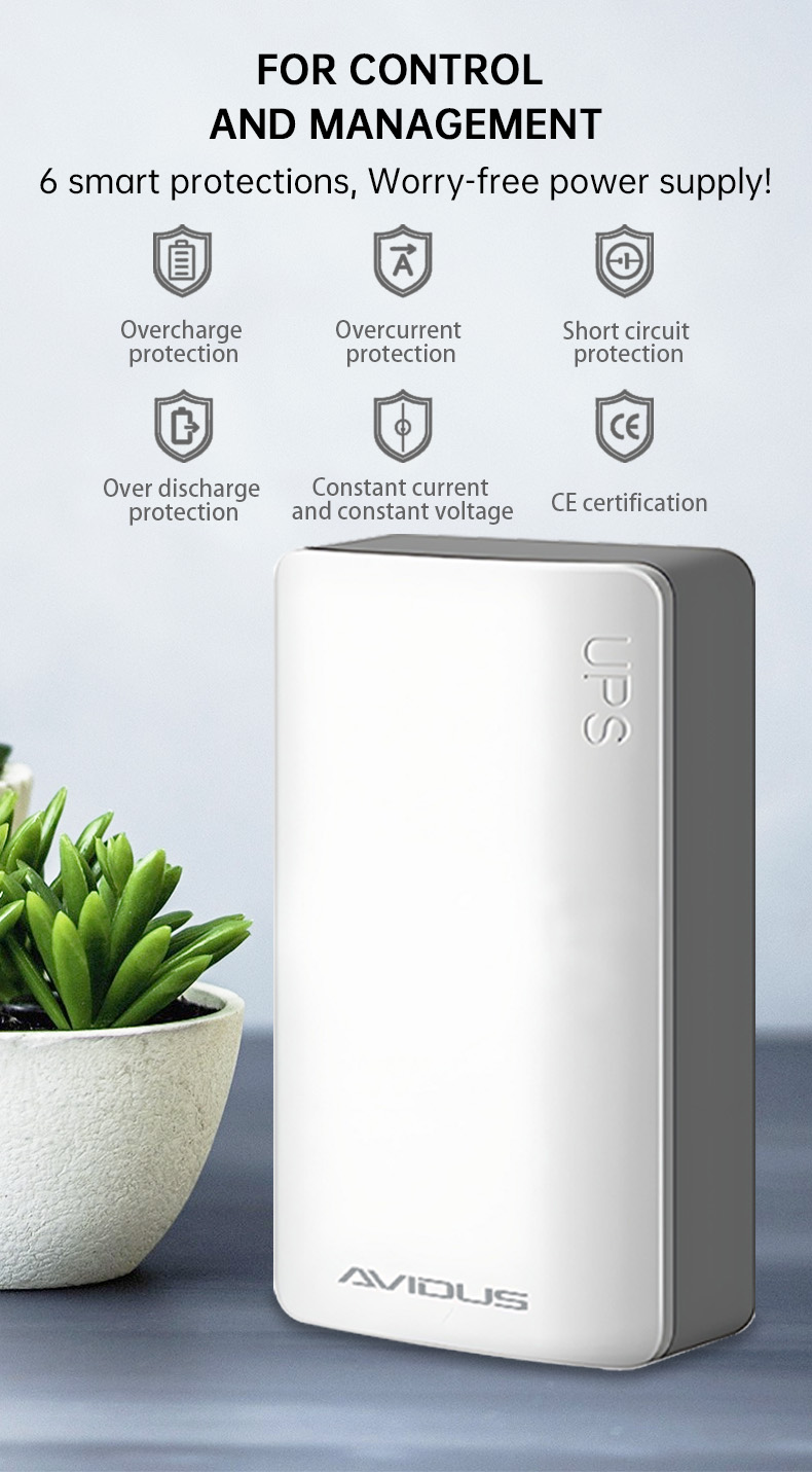 AVIDUS 5V / 2A True 2500mAh Wall plug Mini UPS Battery Backup USB ...
