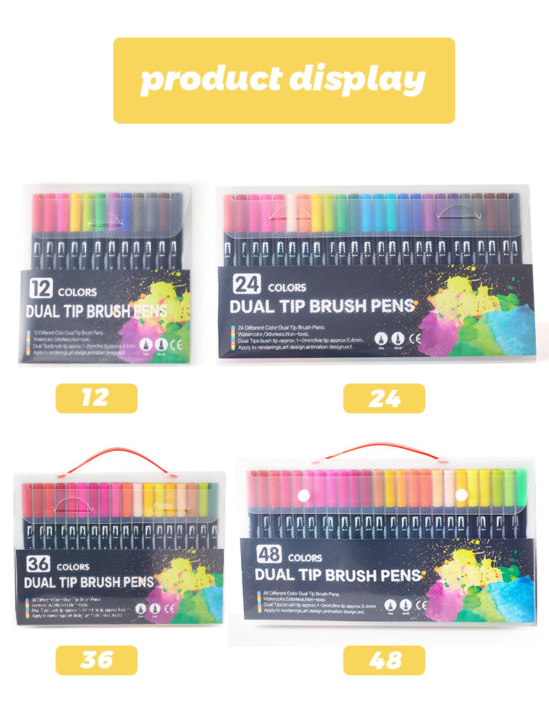 24H Dual Tip Markers Colored Pen Color Pen Coloring Set Highlighter Pen