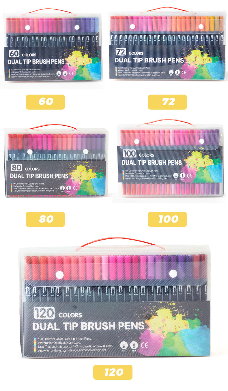 24H Dual Tip Markers Colored Pen Color Pen Coloring Set Highlighter Pen