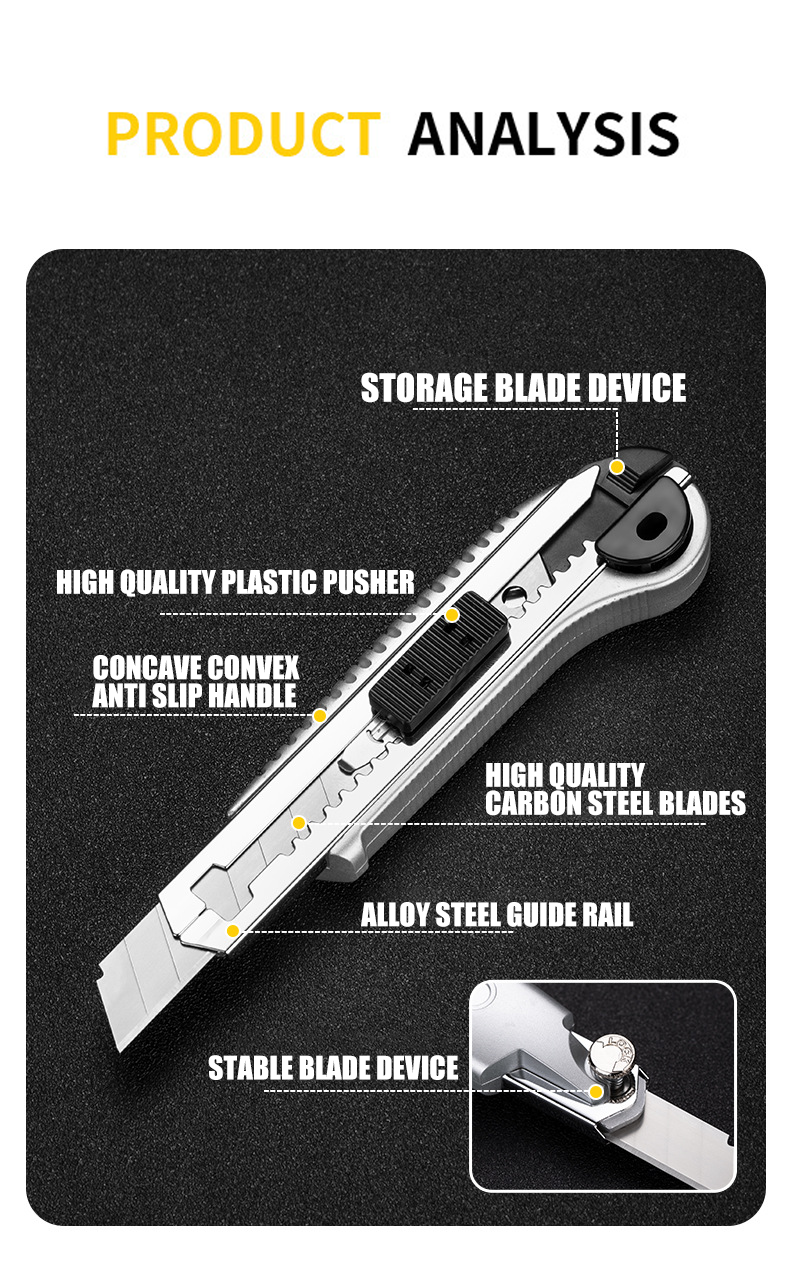Aluminum Alloy Case Cutter Knives Retractable Carbon Tool Steel Blade ...