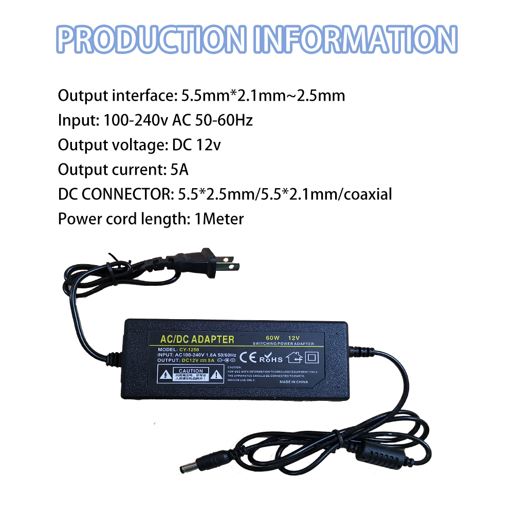 DC12V Power 5A CCTV Power Supply Adapter 12V Power Adaptor Shopee