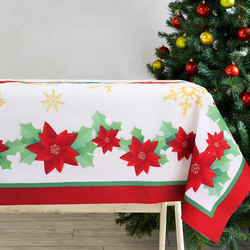 6 Styles Christmas Table Cloth 6 Seater Christmas Wreath Design Round