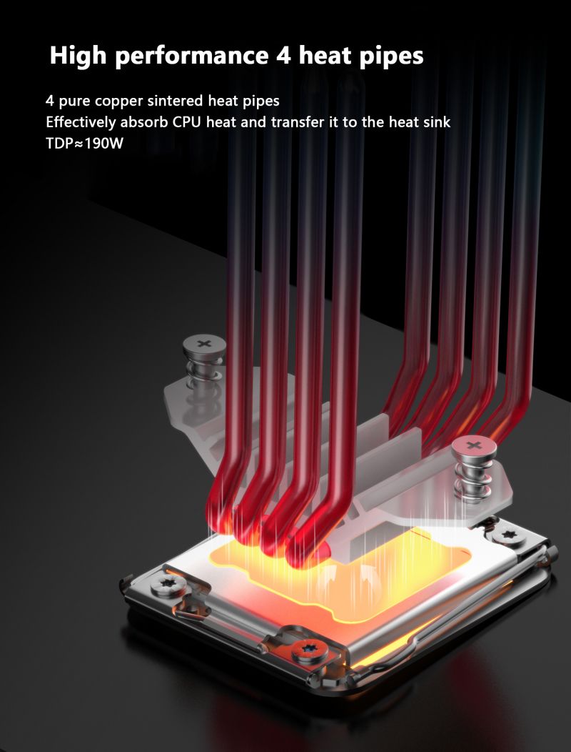Power Train X-Gamerx Z-1300 ARGB 4 Heat pipes CPU Cooler with Digital ...