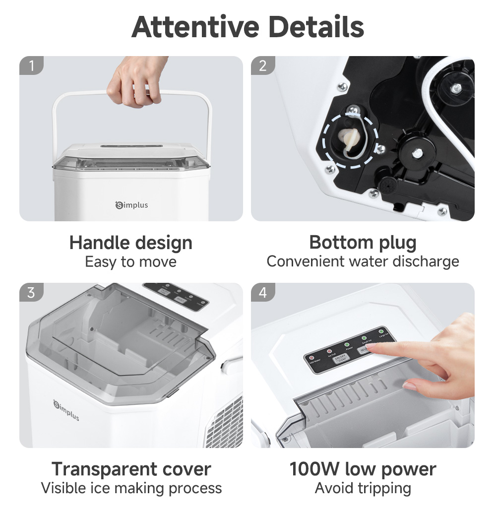 Simplus Ice Maker Machine Automatic Ice Cube Maker Mini Portable ...
