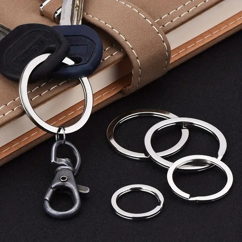 DIY Polished Silver Keyrings/Stainless Steel Flat Key Ring Chain/Plated ...