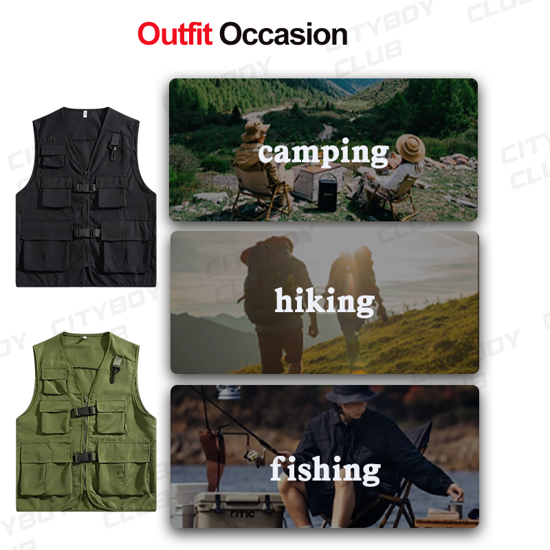 Vest For Men Multi Pocket Outdoor Cargo Vest Jacket Hiking Men's Tops 5 ...