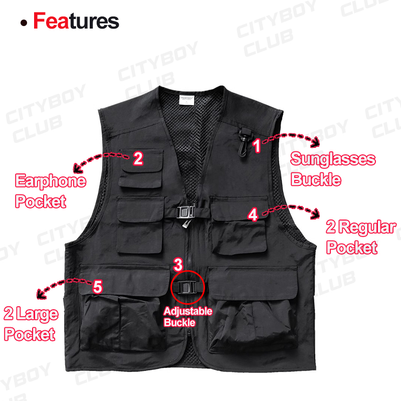 Vest For Men Multi Pocket Outdoor Cargo Vest Jacket Hiking Men's Tops 5 ...