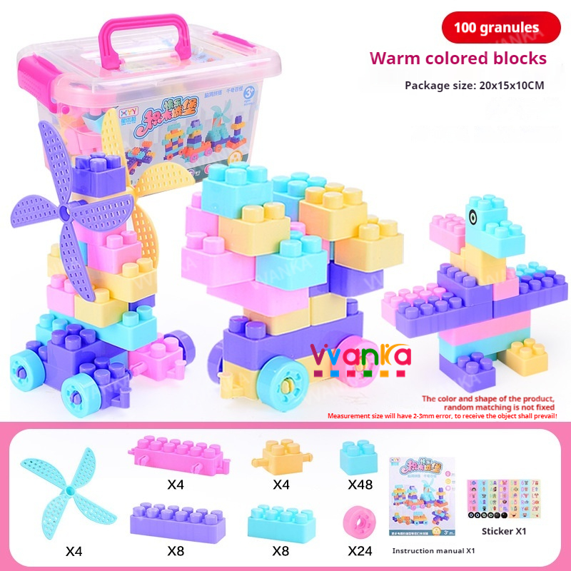 100Pcs Baby Building Blocks DIY Early Learning Educational Toy ...