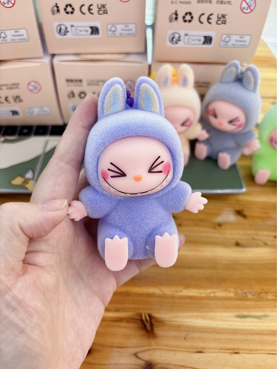 LABUBU second generation sit and sit party series flocking, macaron toy