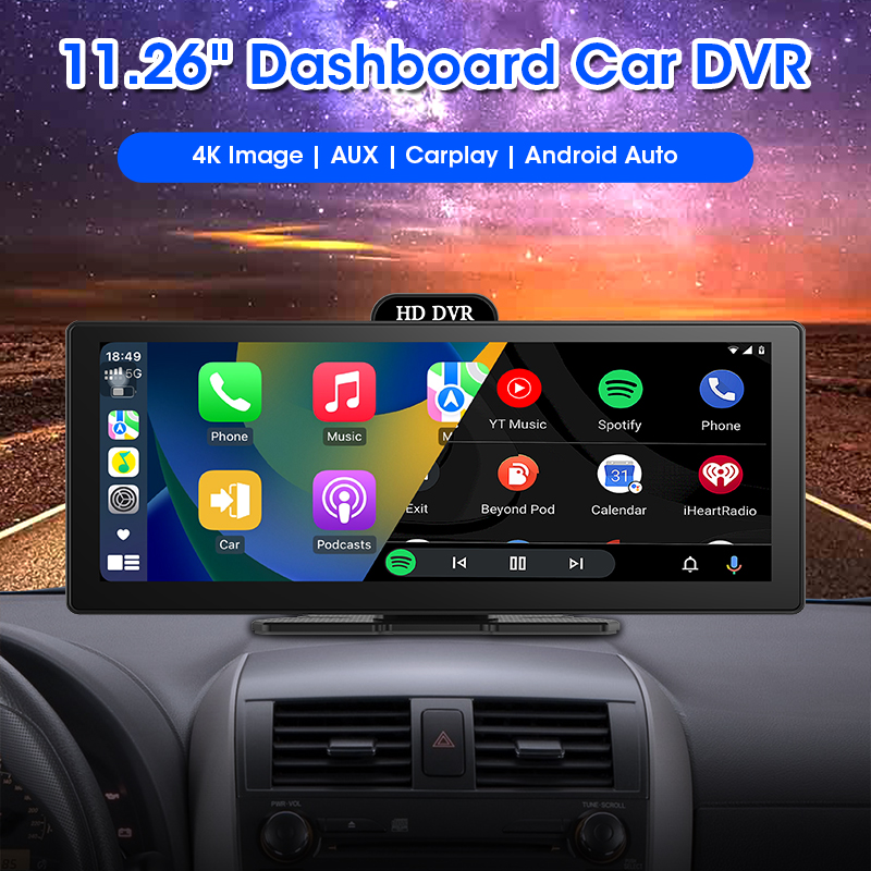 Jansite 11.26 inch Car DVR 4K Android Auto Voice Control GPSWiFi Dual