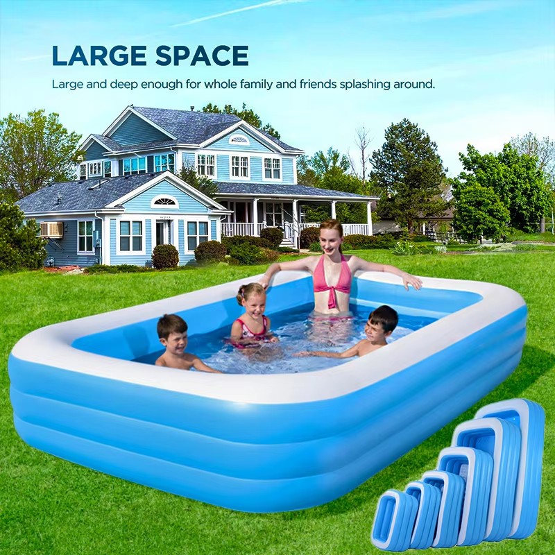 Inflatable Swimming Pool For Kids/Aldults With Free Pump Portable for