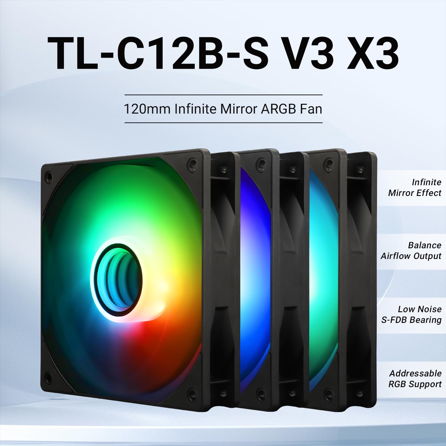 Thermalright TL-C12B-S ARGB Case Fan 120mm Chassis Cooling Fan Infinite ...