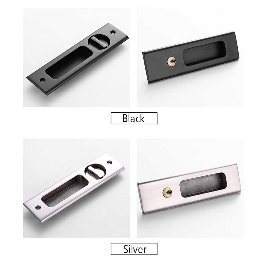 Black Sliding Door Lock With Key Recessed Handle Invisible | Shopee ...