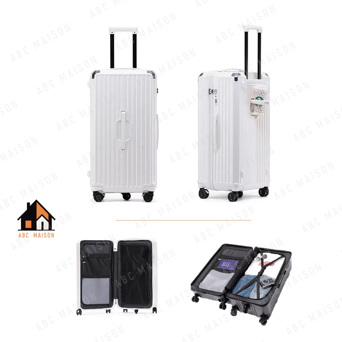 ABC MAISON Luggage 20/26/30 Inch Luggage Travel Bag With USB&CUP Holder ...