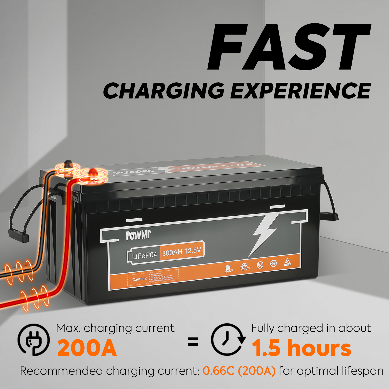 PowMr 12V 300AH LiFePo4 Battery, Solar Battery, Ebike Battery, High