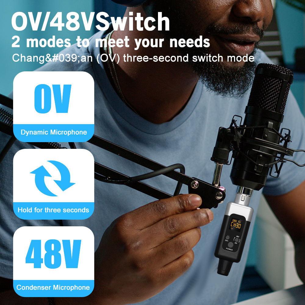 UHF Wireless Microphone Converter XLR Transmitter Receiver Microphone Wireless System For Dynamic Microphone 640 690mhz