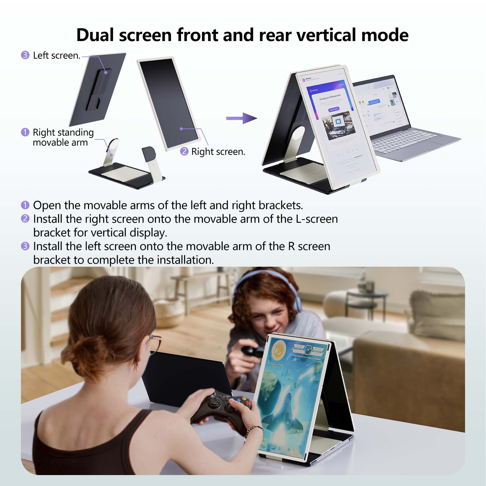 Spr- 15.6-inch Screen Extender Rotatable Removable Laptop Splitter No ...