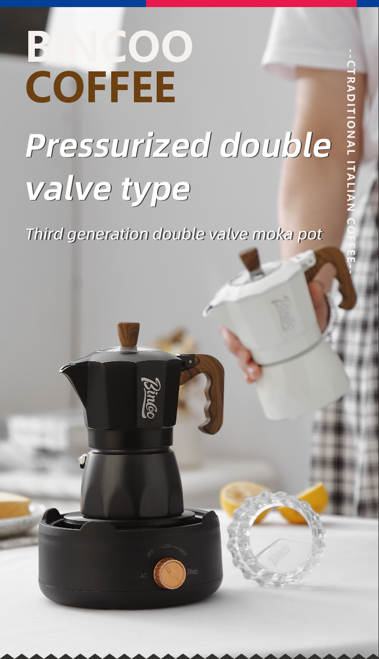 BINCOO Dualvalve Moka Pot Home Electric Stove Brewing Coffee Pot Small