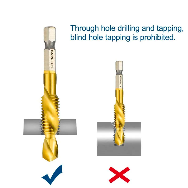 6Pcs M3M10 Screw Tap Drill Bits Hss Taps Countersink Deburr Set Metric