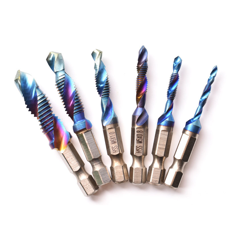 6Pcs M3M10 Screw Tap Drill Bits Hss Taps Countersink Deburr Set Metric