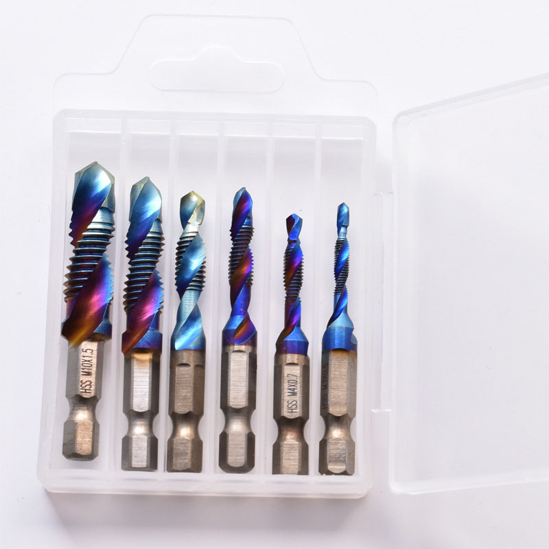 6Pcs M3M10 Screw Tap Drill Bits Hss Taps Countersink Deburr Set Metric