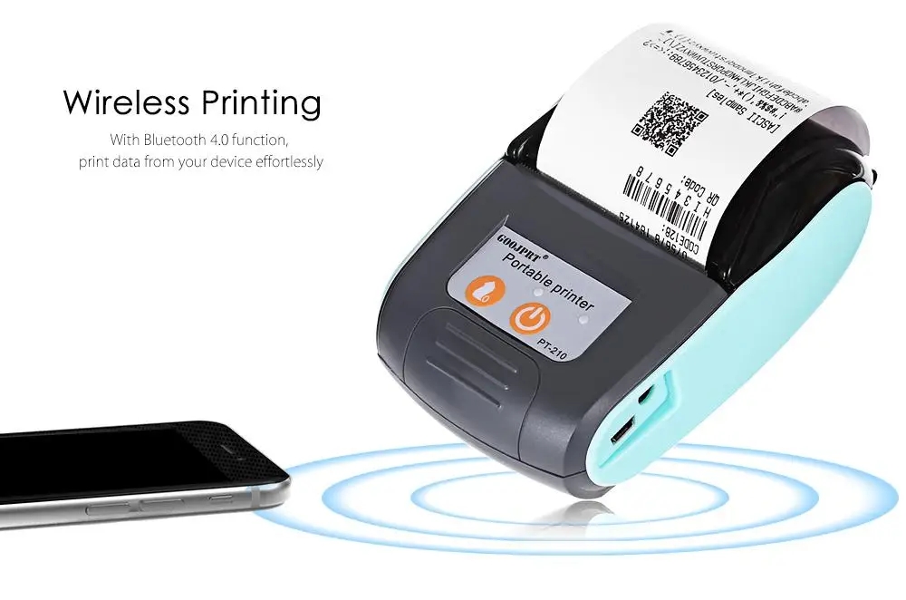 PT-210 printer Portable wireless Bluetooth thermal printer Portable ...
