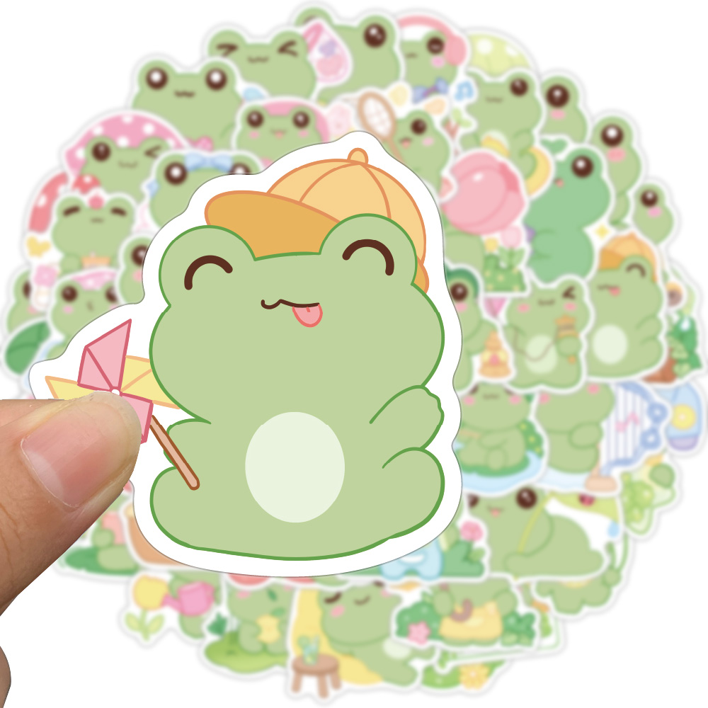 [Large Sticker]50Pcs/set Cute Frog Cartoon Animals Graffiti Stickers ...