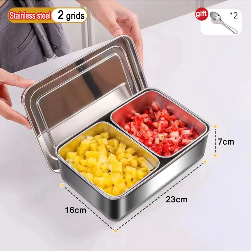 Send spoon！ 304 Stainless Steel Seasoning Box Container with Lid Sealed ...