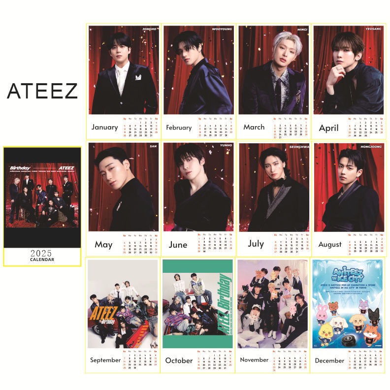 KPOP 2025 Desk Calendar BTS BLACKPINK Stray Kids BINI ATEEZ SEVENTEEN