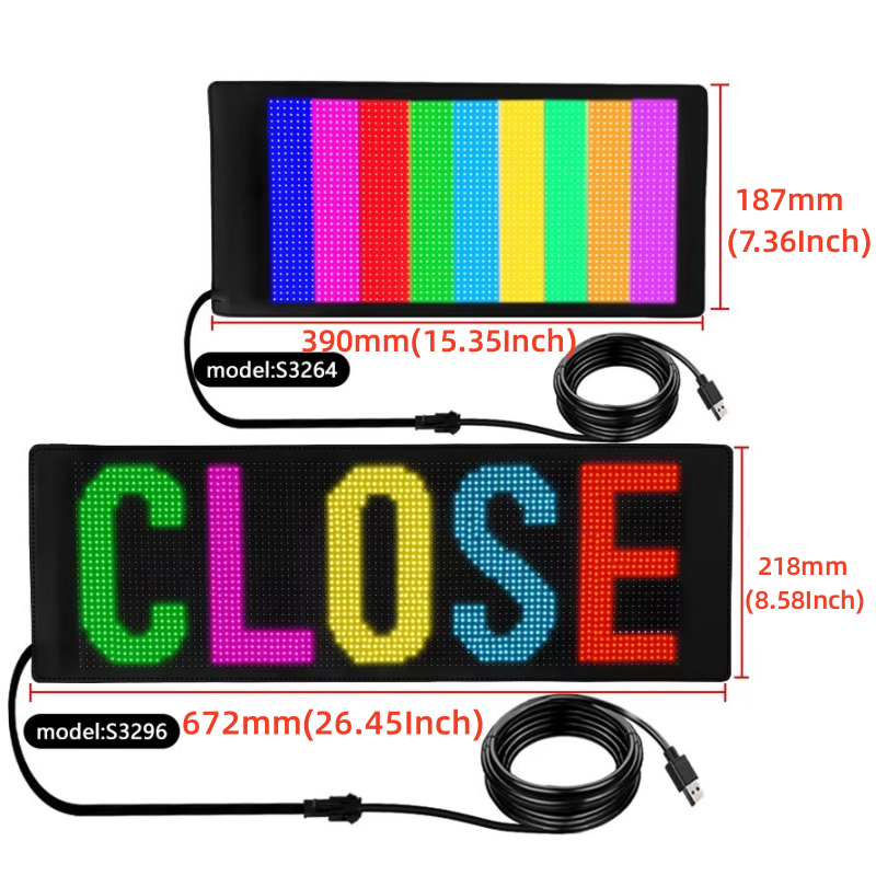 Bluetooth LED Car Sign Board RGB Scrolling Messages Flexible LED ...