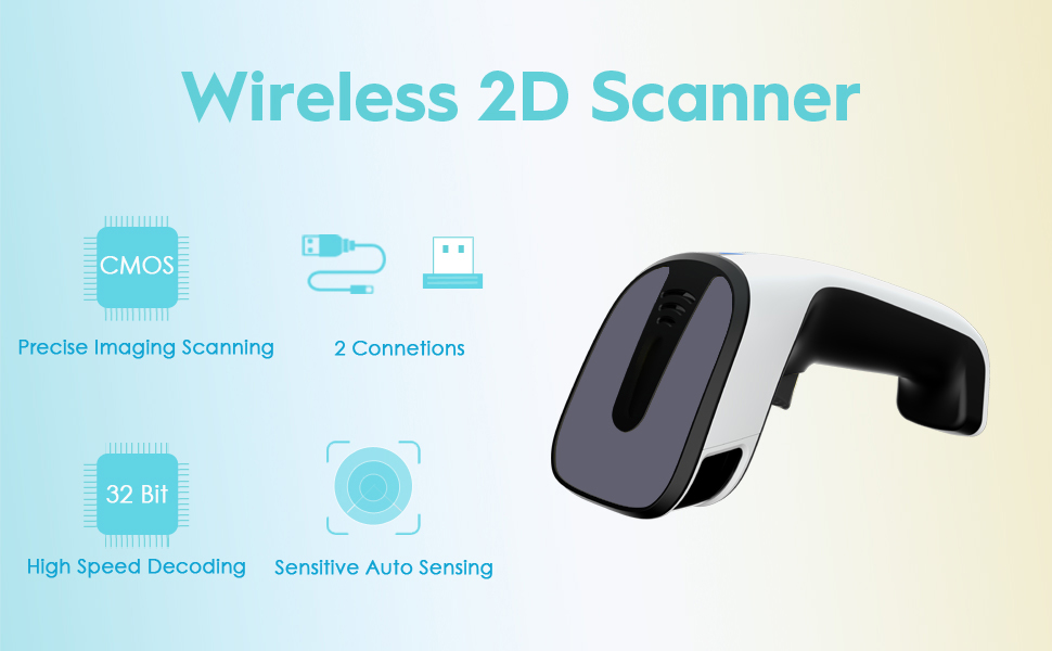 Wireless 2D Barcode Scanner QR Code Scanner Support Screen Scanning ...