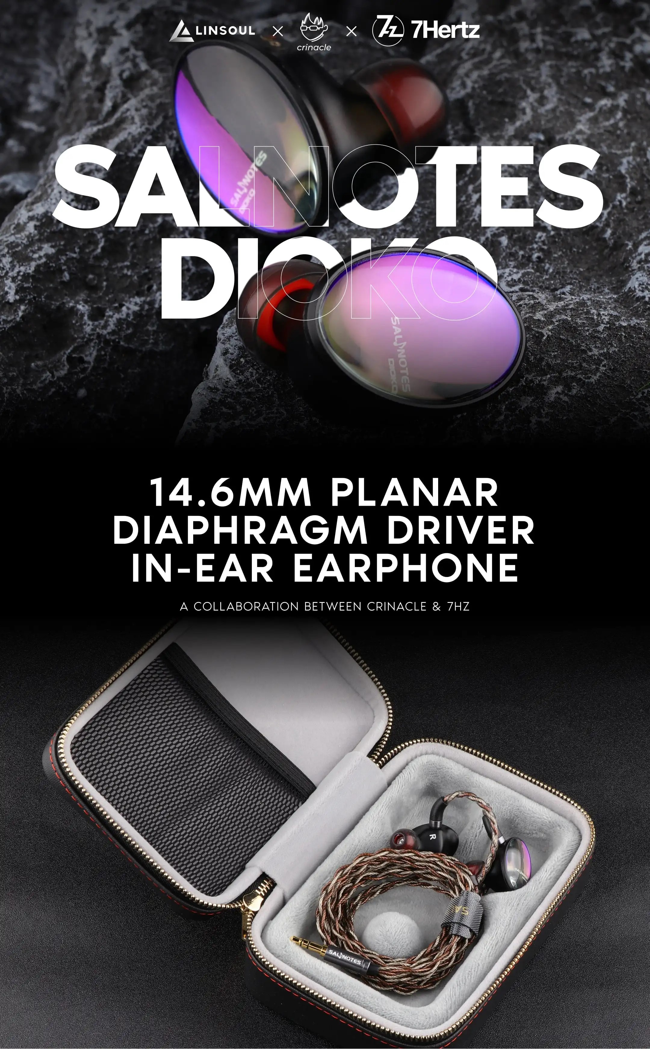 7HZ Crinacle Salnotes Dioko 14.6mm Planar Diaphragm Driver In Ear ...