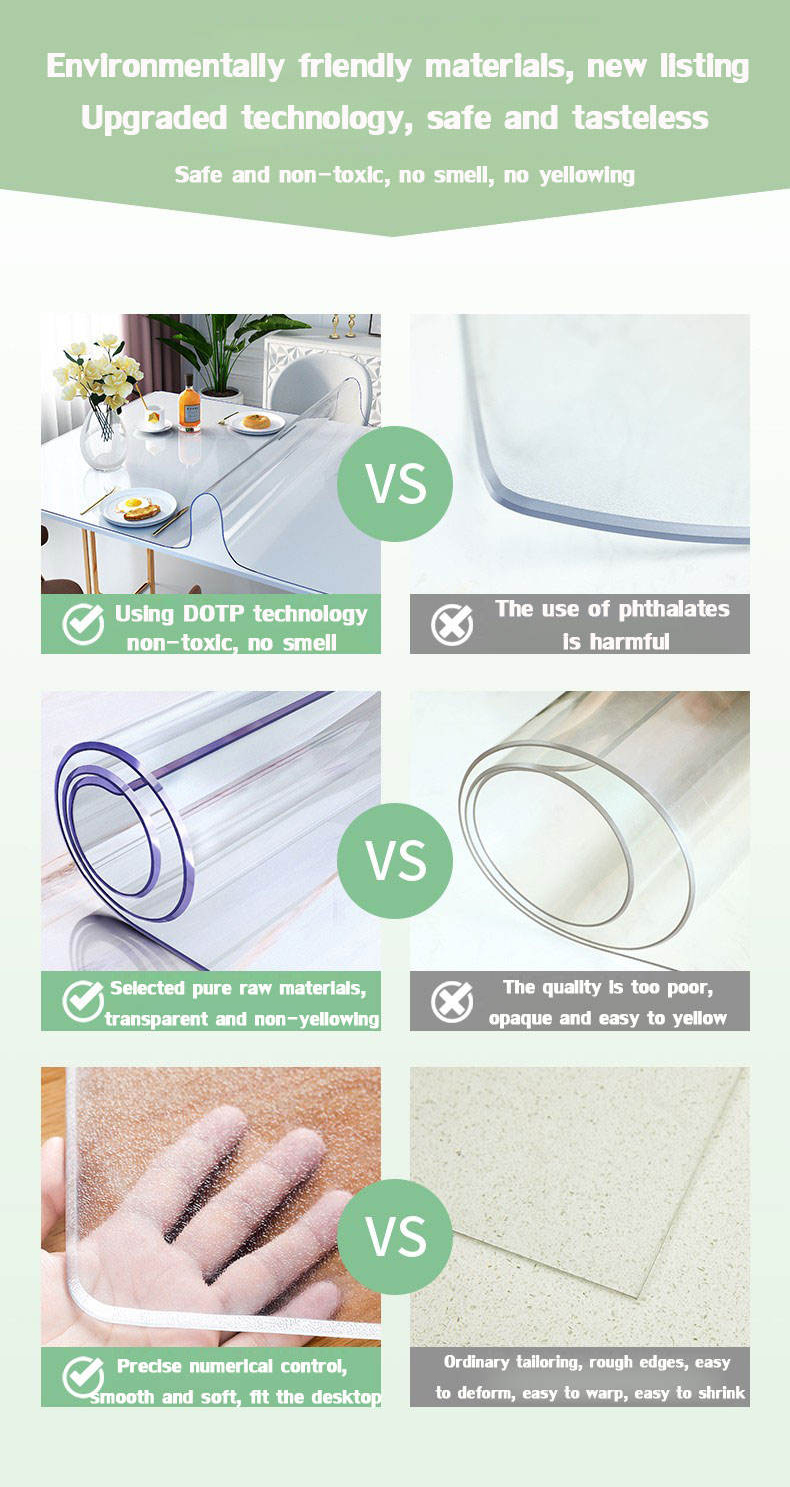 PVC Table Cloth Transparent 3.5/5mm Rectangular 6/8 Seats Heat ...