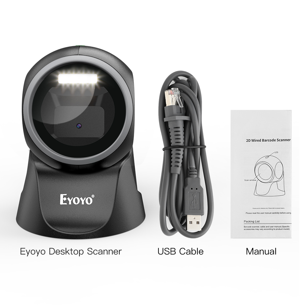Eyoyo EvnvnEV7130 Desktop Barcode Scanner With Automatic Sensing USB