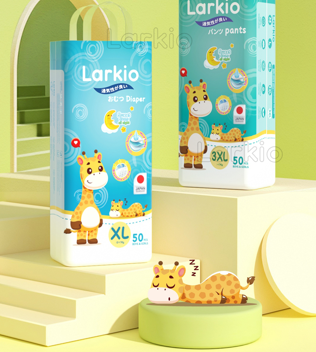 LARKIO pullup pants tape diapers baby diapers fullsize highquality