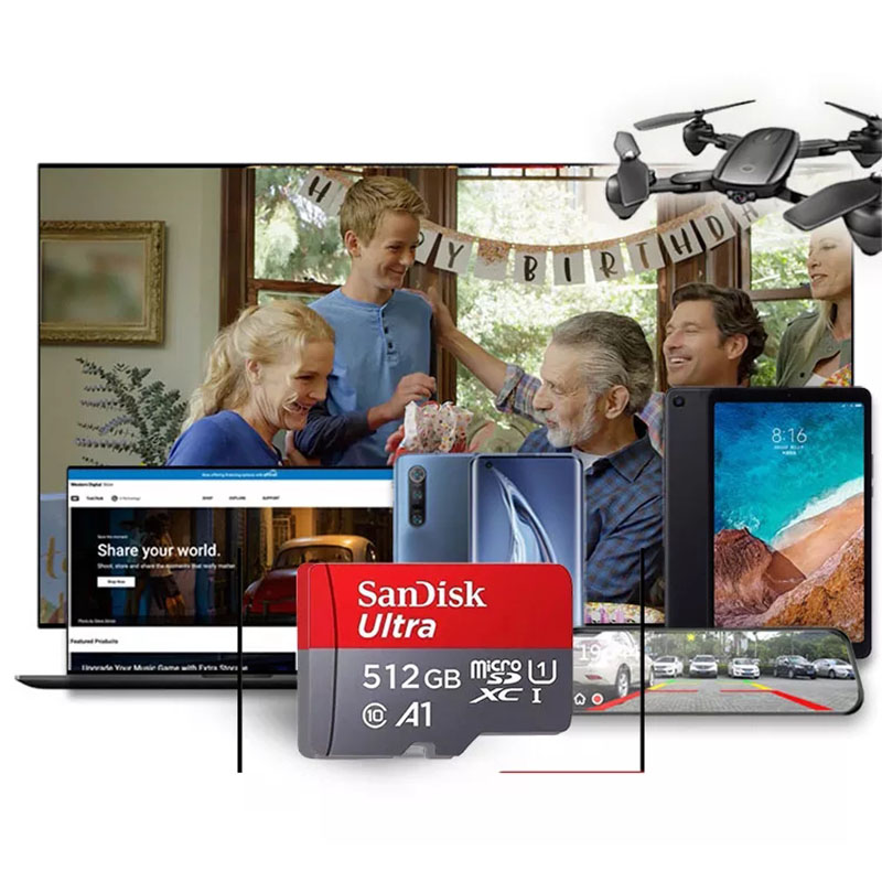 SanDisk Miniature SD Card 1TB 512G 256GB 128GB Classe 10 A1 TF Mobile