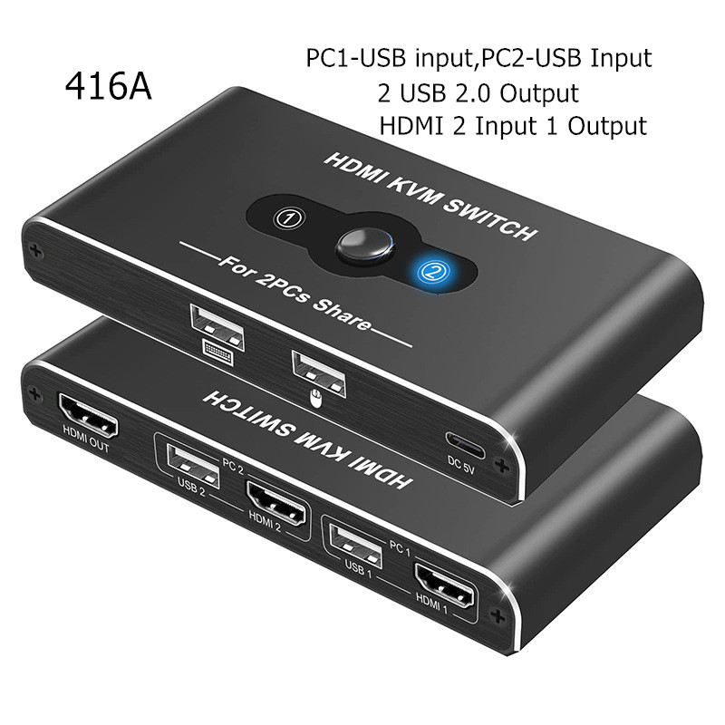 HDMI 2.0 KVM Switcher USB2.0/3.0 HDIM 2 input 1 Output 4K 60Hz 2PC ...