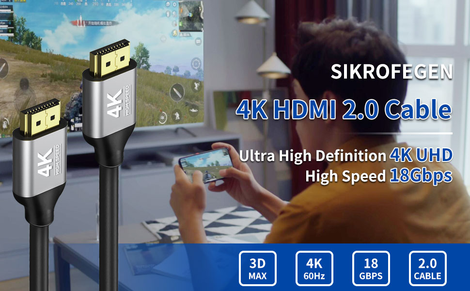 4K HDMI Cable Suitable for all HDMI devices.Bluray players, PC, AV