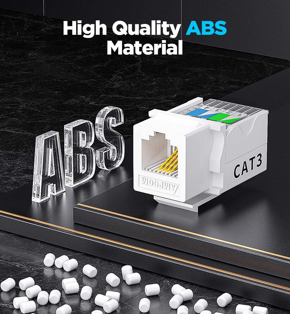 AMPCOM Punch Down Keystone, 5/10 Pack Tool-Free Telephone Module RJ11 ...