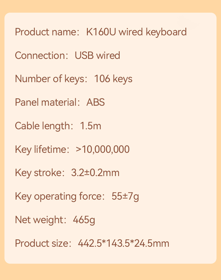 BOW Colorful Wired Keyboard Bass keys USB Wired K160U Plug and Play ...