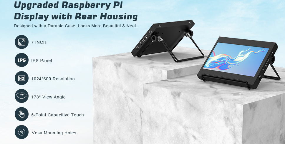 APROTII RasPi Touchscreen Monitor, 1024X600 7