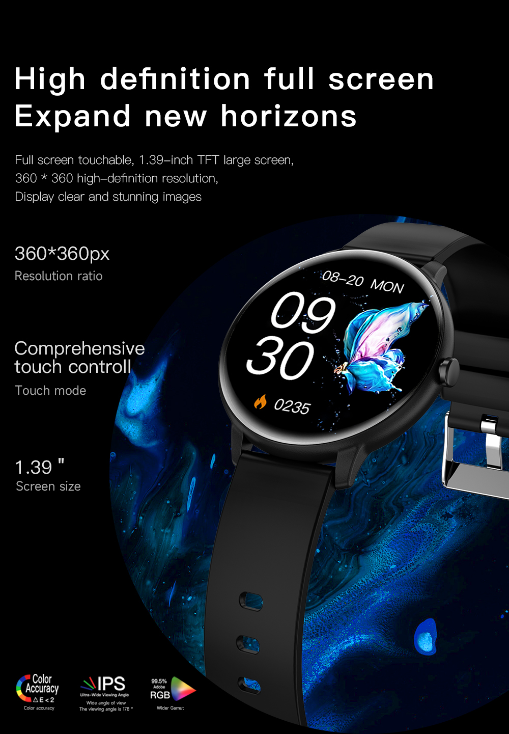 Aolon GTR Mini Smart Watch Women Men Bluetooth Call Heart Rate Blood