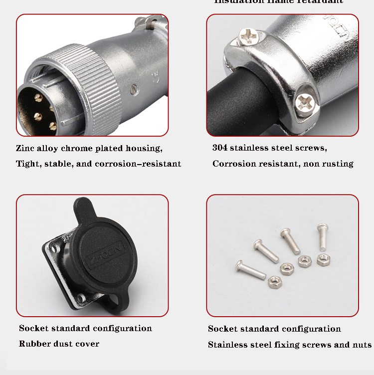 WS40 aviation plug socket external thread locking industrial connector ...