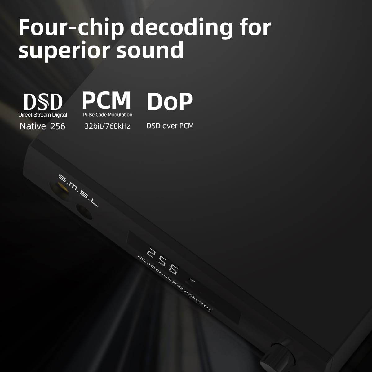 DAC Amplificatore Per Cuffie S.M.S.L DL100 Hi-Fi Con 4 Chip CS43131, Bluetooth 5.1, Ingressi USB/ottico/coassiale/HDMI, PCM 768kHz DSD256, THD+N 0.00009%