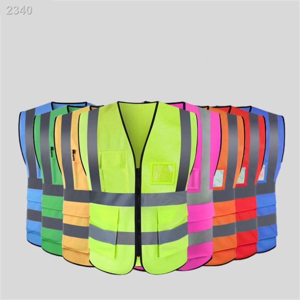 (COD）7 Pocket Class 2 High visibility Zipper front safety vest with ...