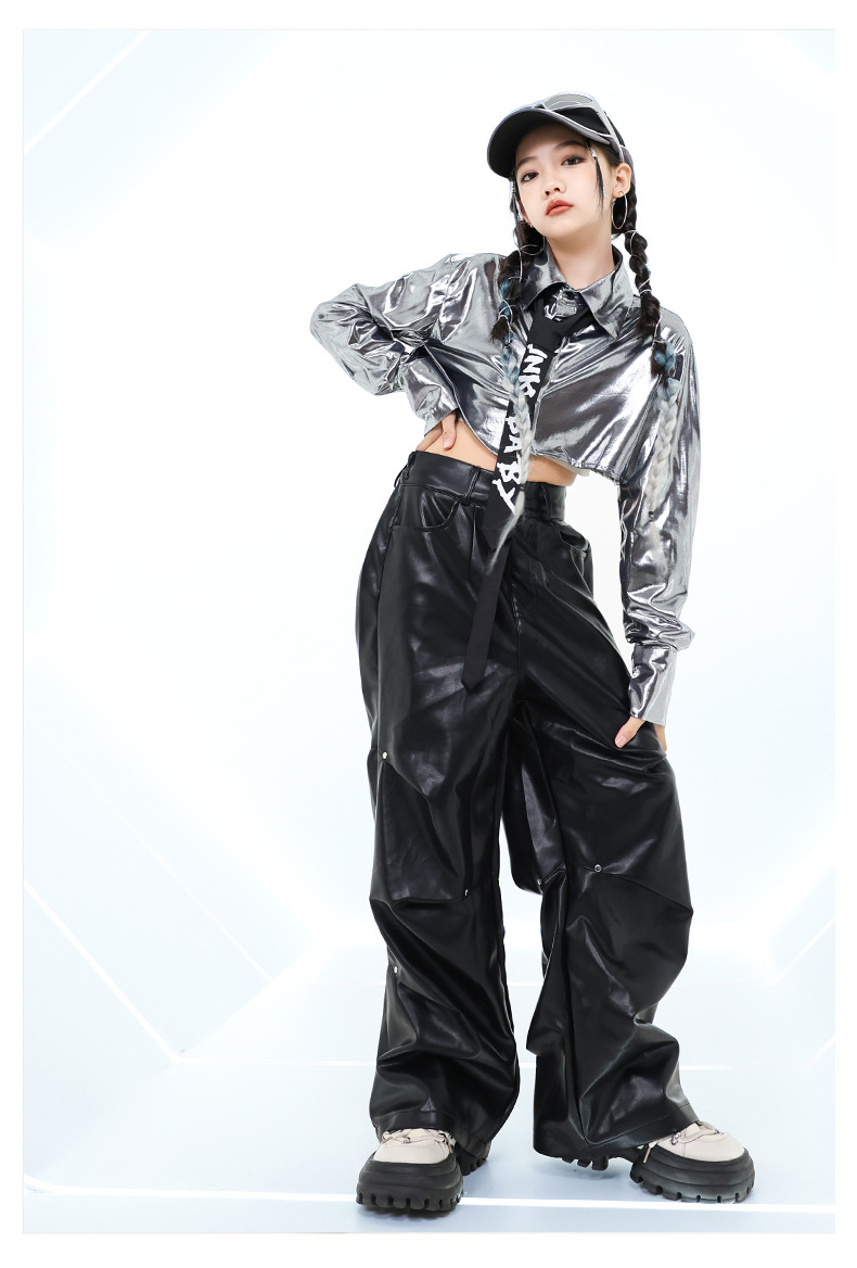 Ready Stock Girls Jazz Dance Tide Clothes / Navel-Exposed Bright ...