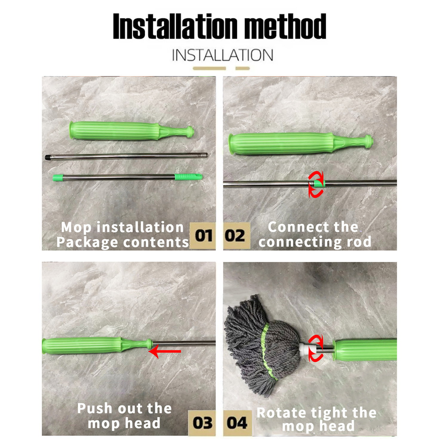 Bamboo Fiber Mop Rotating Telescopic Magic Mop Lazy Mop Absorbs Water