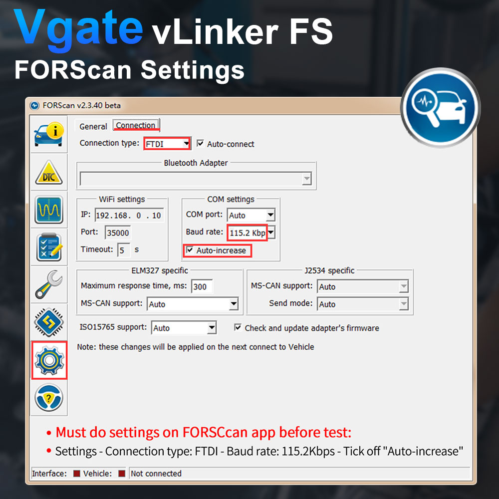 Vgate vLinker FS for Ford FORScan HS/MS-CAN J2534 USB ELM327 OBD2 Car ...