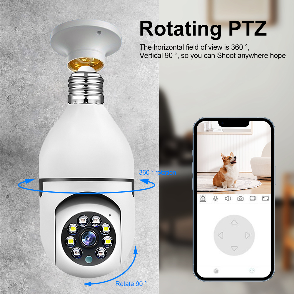 E27 WiFi Bulb Surveillance Camera Full Color Night Vision Automatic ...